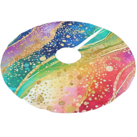 Rainbow-Farbe Polyester Weihnachtsbaumdecke (Schrägansicht)