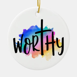RAINBOW FARBEN DAS WORT WORTHY KERAMIK ORNAMENT