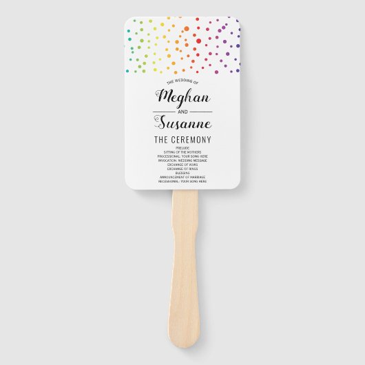 Rainbow-Farben Konfetti und Bäume Hochzeitsprogram Fächer (Vorderseite)