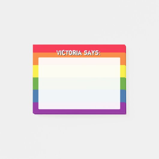 Rainbow-Farben mit benutzerdefiniertem Text Post-it Klebezettel (Vorderseite)