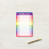 Rainbow-Farben mit benutzerdefiniertem Text Post-it Klebezettel (Auf Schreibtisch)