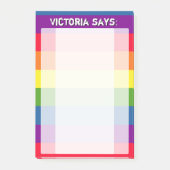 Rainbow-Farben mit benutzerdefiniertem Text Post-it Klebezettel (Vorderseite)
