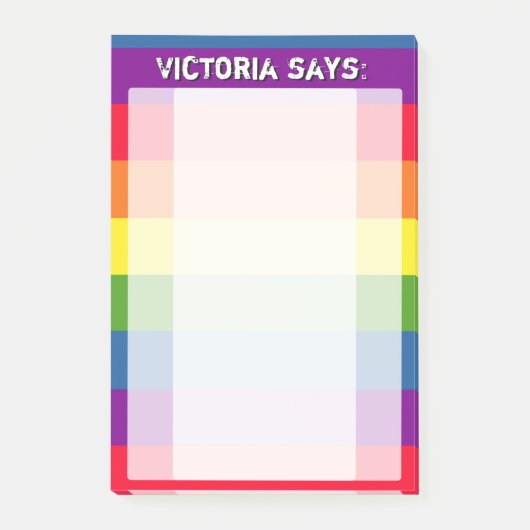 Rainbow-Farben mit benutzerdefiniertem Text Post-it Klebezettel (Vorderseite)