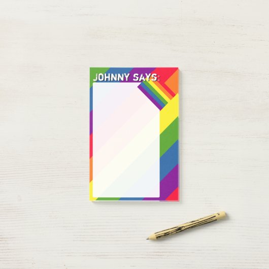 Rainbow-Farben mit Flag und benutzerdefiniertem Te Post-it Klebezettel (Auf Schreibtisch)