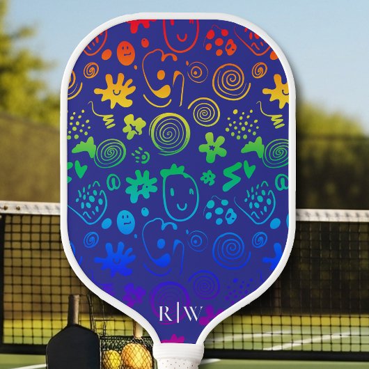 Rainbow-Farben, quadratisch geformt, Lila Hintergr Pickleball Schläger