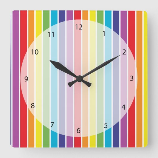 Rainbow-Farben Quadratische Wanduhr (Vorderseite)