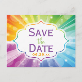 Rainbow-Farben Save the Date gestreift Postkarte