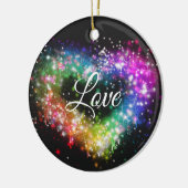 Rainbow-Farben sprühen Farbe Glitzer-Herz Keramik Ornament (Links)