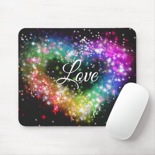 Rainbow-Farben sprühen Farbe Glitzer-Herz Mousepad (Mit Mouse)