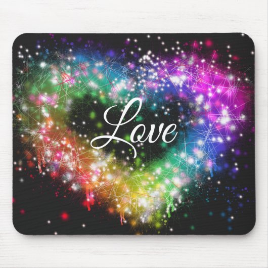 Rainbow-Farben sprühen Farbe Glitzer-Herz Mousepad (Vorne)