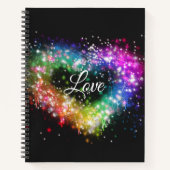Rainbow-Farben sprühen Farbe Glitzer-Herz Notizblock (Vorderseite)