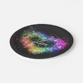 Rainbow-Farben sprühen Farbe Glitzer-Herz Pappteller (Schrägansicht)