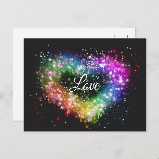 Rainbow-Farben sprühen Farbe Glitzer-Herz Postkarte (Vorne/Hinten)