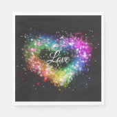 Rainbow-Farben sprühen Farbe Glitzer-Herz Serviette (Vorderseite)