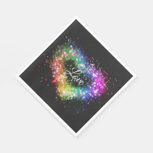 Rainbow-Farben sprühen Farbe Glitzer-Herz Serviette (Ecke)