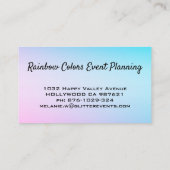 Rainbow-Farben und Glitzer-Event-Planner Visitenkarte (Rückseite)