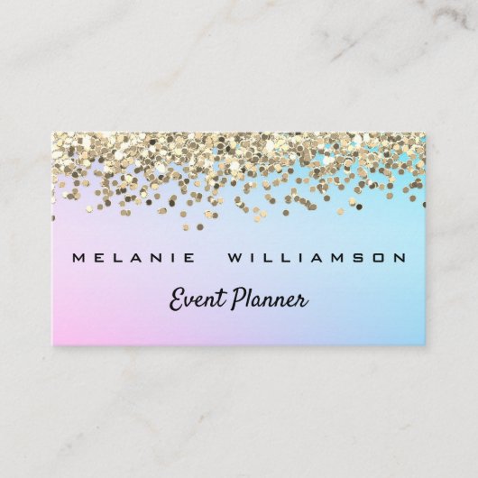 Rainbow-Farben und Glitzer-Event-Planner Visitenkarte (Vorderseite)