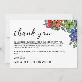 Rainbow-farbene Blume LGBT Foto Hochzeit Dankeskarte