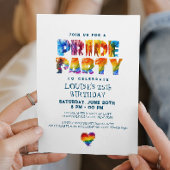 Rainbow-farbene Briefe Pride Birthday Party Einladung