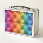 Rainbow-farbene, getuftete Optik glücklich Metall Brotdose (Rückseite)