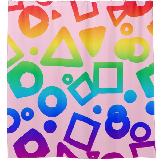 Rainbow-farbene Kubikfarben, rosa Hintergrund Duschvorhang (Vorderseite)
