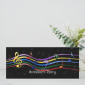 Rainbow-farbene Musiknote Einladung (Stehend Vorderseite)