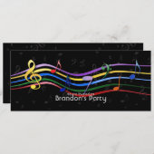 Rainbow-farbene Musiknote Einladung (Vorne/Hinten)