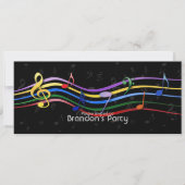 Rainbow-farbene Musiknote Einladung (Vorderseite)