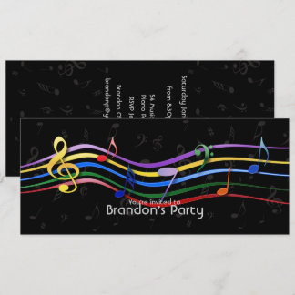 Rainbow-farbene Musiknote Einladung