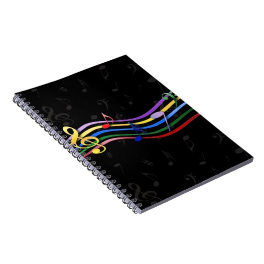 Rainbow-farbene Musiknoten Notizblock (Rechte Seite)