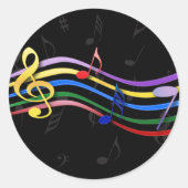 Rainbow-farbene Musiknoten Runder Aufkleber (Vorderseite)