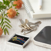 Rainbow-farbene Musiknoten Schlüsselanhänger (Seite)