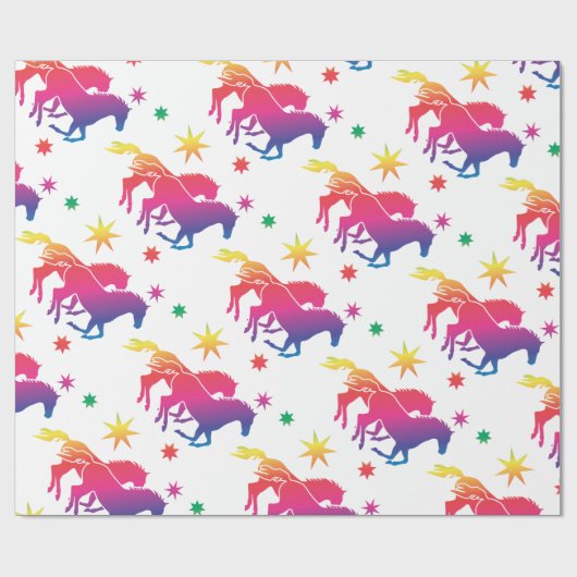 Rainbow-farbene Pferde Geschenkpapier (Flach)