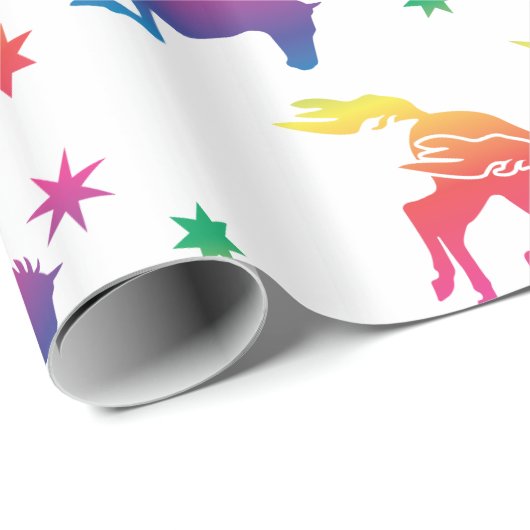 Rainbow-farbene Pferde Geschenkpapier (Rolleneckpunkt)
