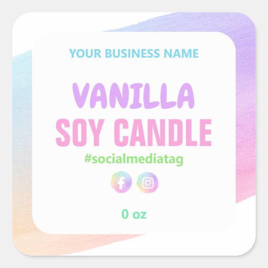 Rainbow-farbene Produktzeichen Quadratischer Aufkleber (Vorderseite)