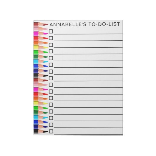 Rainbow-farbene Stifte zur Personalisierung Notizblock (Rotiert)