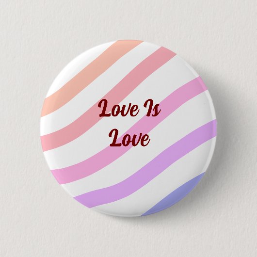Rainbow-farbene Streifen Pastellfarben Liebe ist L Button (Vorderseite)