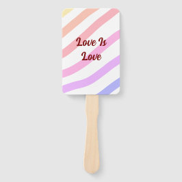 Rainbow-farbene Streifen Pastellfarben Liebe ist L Fächer