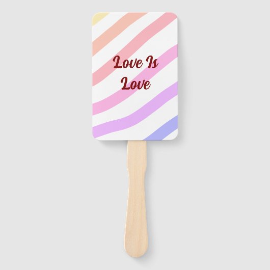 Rainbow-farbene Streifen Pastellfarben Liebe ist L Fächer (Vorderseite)