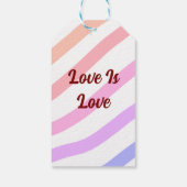 Rainbow-farbene Streifen Pastellfarben Liebe ist L Geschenkanhänger (Rückseite)