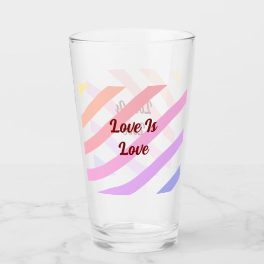 Rainbow-farbene Streifen Pastellfarben Liebe ist L Glas (Vorderseite)