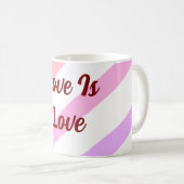 Rainbow-farbene Streifen Pastellfarben Liebe ist L Kaffeetasse (VorderseiteRechts)
