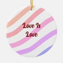 Rainbow-farbene Streifen Pastellfarben Liebe ist L Keramik Ornament