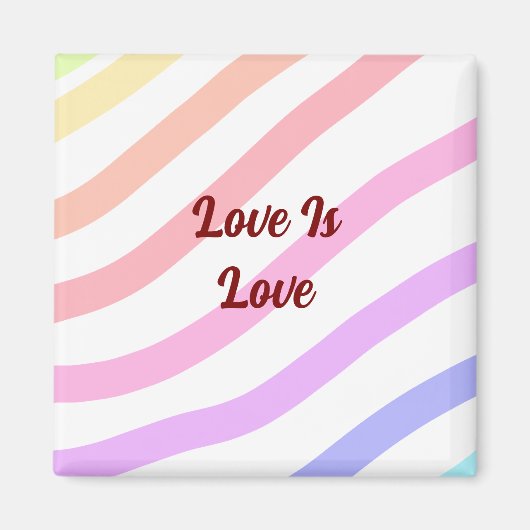 Rainbow-farbene Streifen Pastellfarben Liebe ist L Magnet (Vorne)