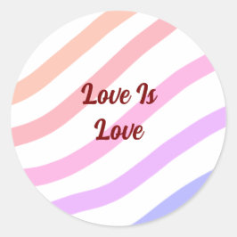 Rainbow-farbene Streifen Pastellfarben Liebe ist L Runder Aufkleber