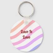 Rainbow-farbene Streifen Pastellfarben Liebe ist L Schlüsselanhänger (Rückseite)