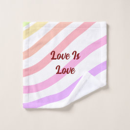 Rainbow-farbene Streifen Pastellfarben Liebe ist L Waschlappen
