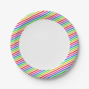 Rainbow-farbene Strippapier-Teller Pappteller
