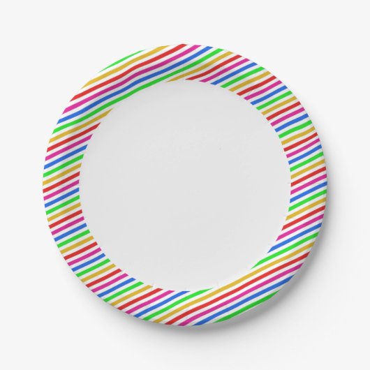 Rainbow-farbene Strippapier-Teller Pappteller (Vorderseite)