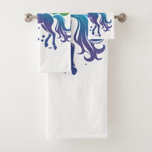 Rainbow-farbenes Einhorn-Design Badhandtuch Set (Insitu)